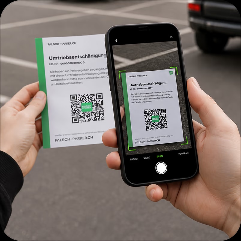 Person fotografiert ein falsch geparktes Fahrzeug mit dem Smartphone