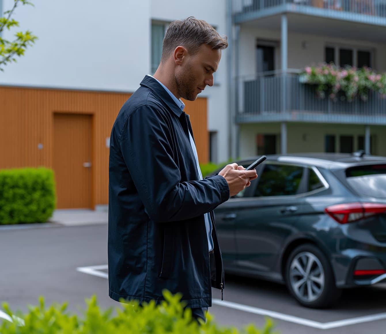 Person prüft Vertragsstrafe auf dem Smartphone