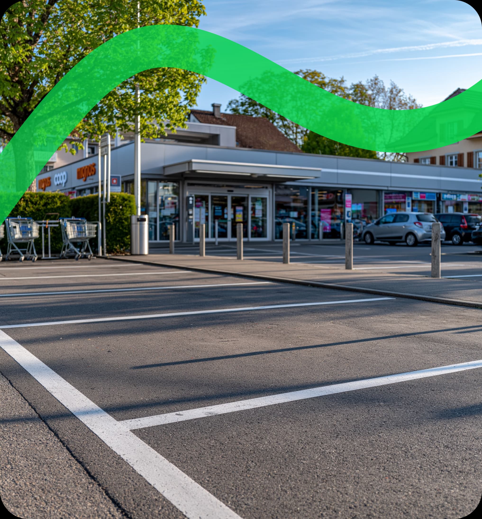 Straße mit Parkplätzen in der Zürcher Altstadt