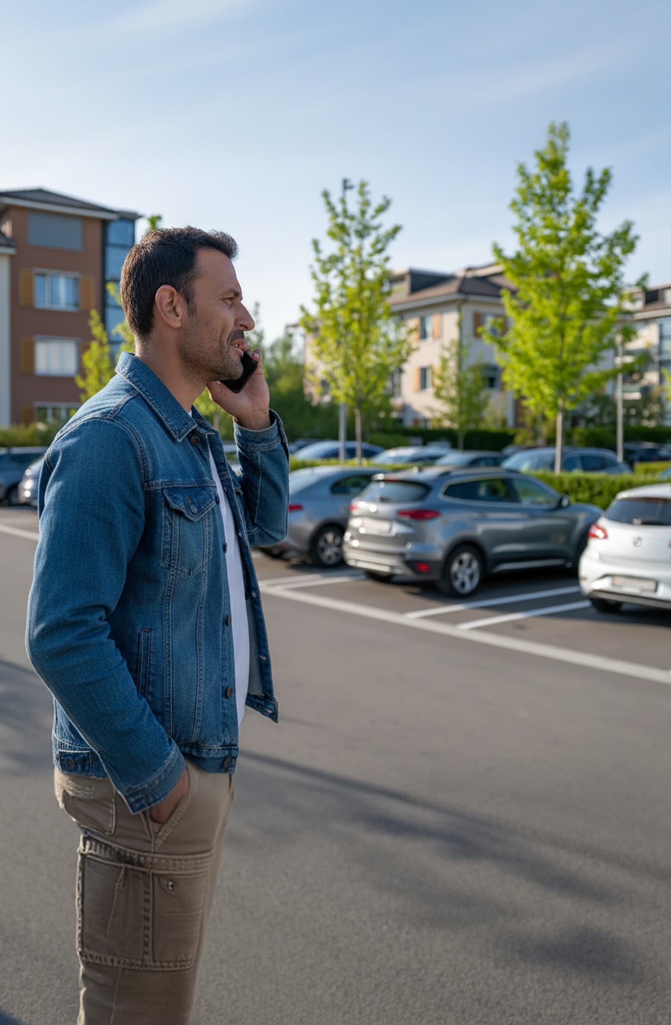 Besetzter Privatstellplatz in einer Wohnanlage